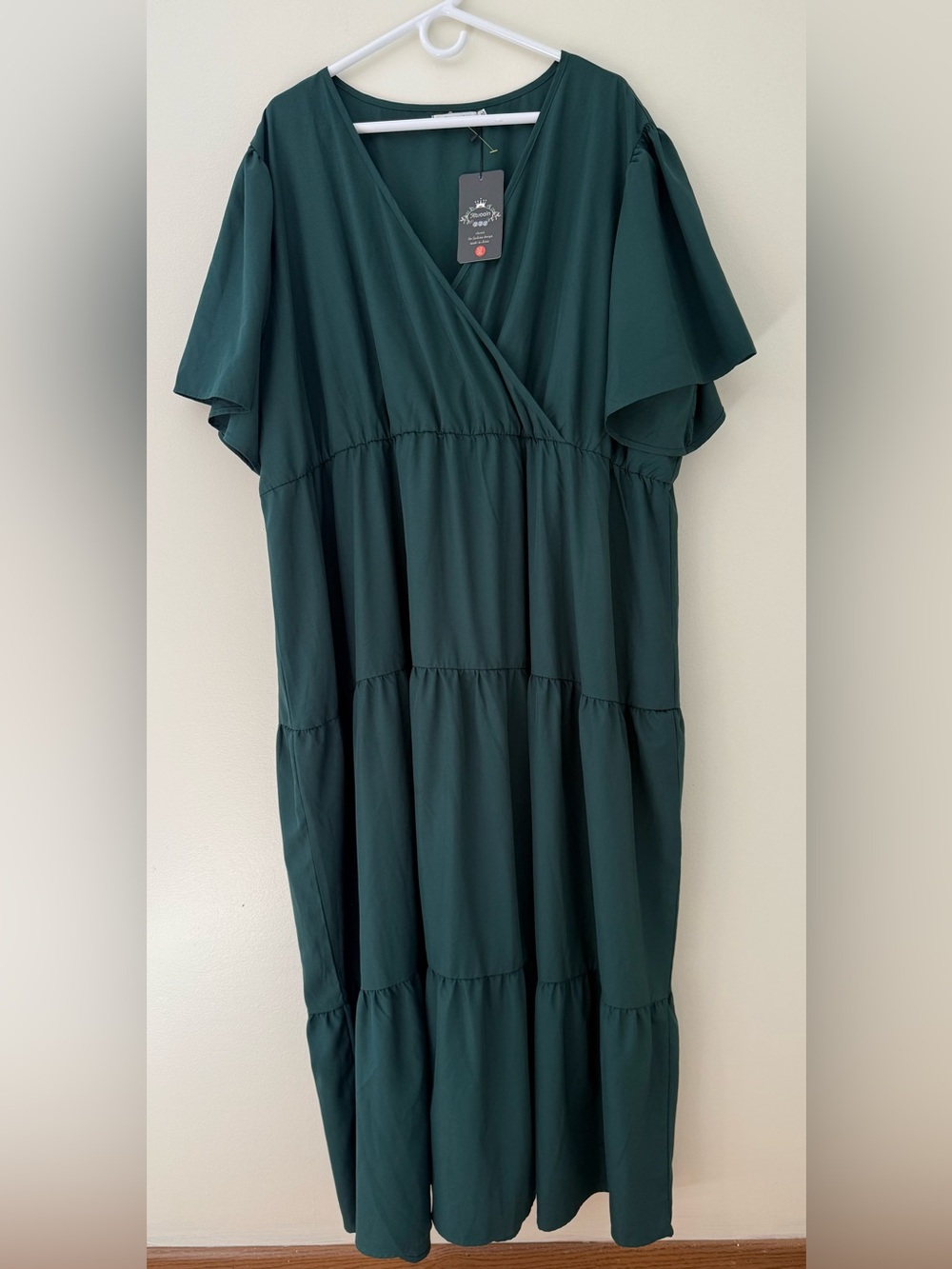 NWT Boutique Brand Green Tiered V-Neck Dress Sz 5X